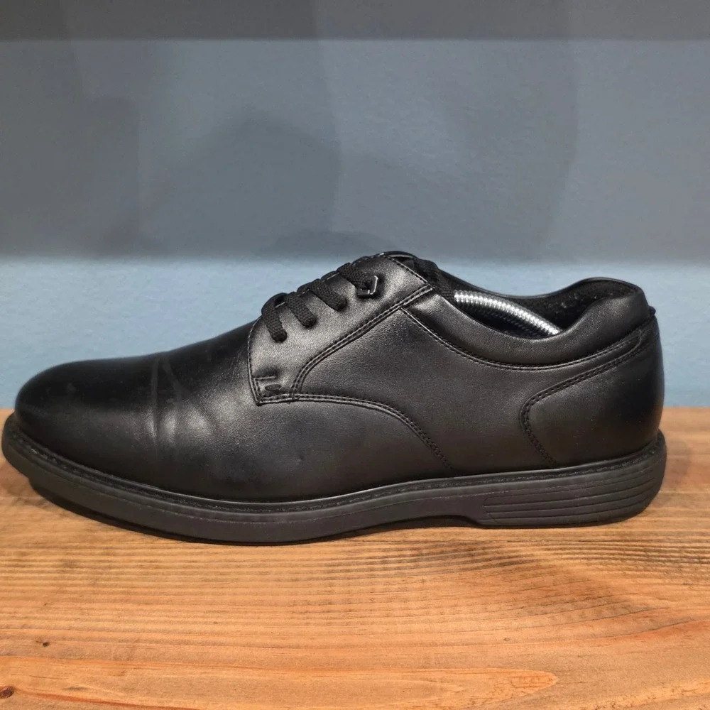 Nunn Bush Mens Wade Work Oxford Black Leather Slip‎ Resistant Shoes Size 11